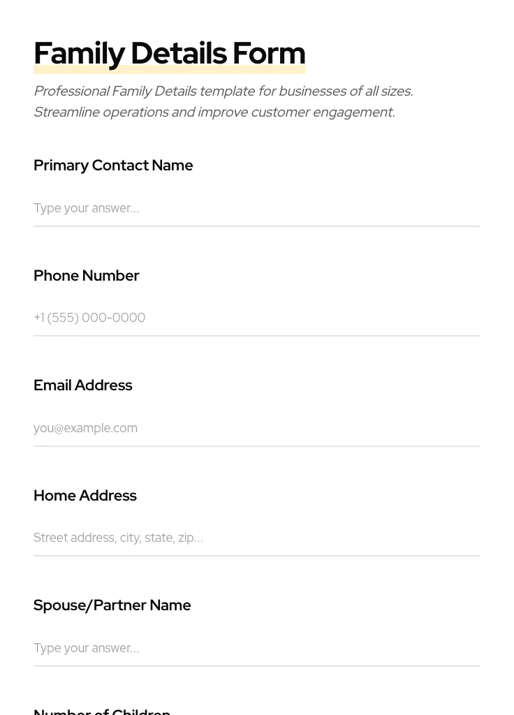 Family Details preview