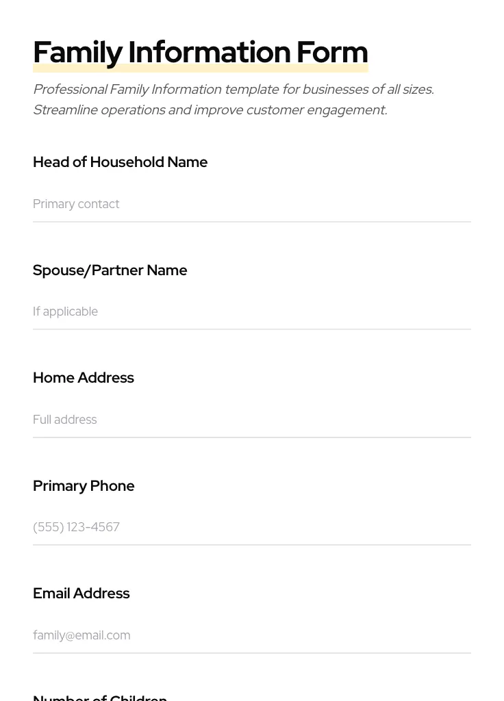 Family Information preview