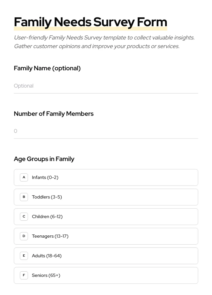 Family Needs Survey preview