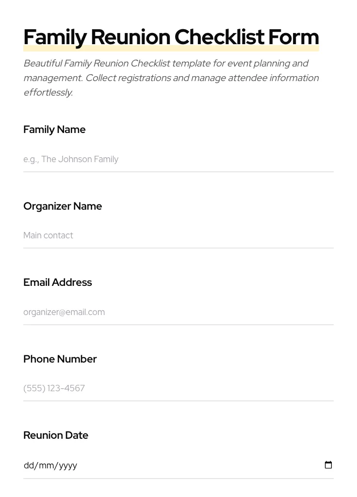 Family Reunion Checklist preview