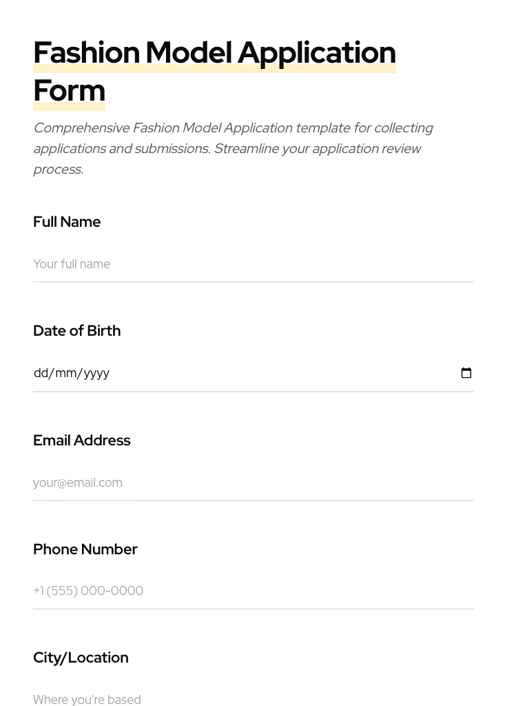 Fashion Model Application preview