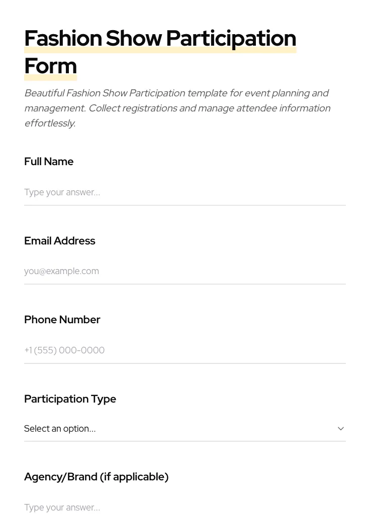 Fashion Show Participation preview