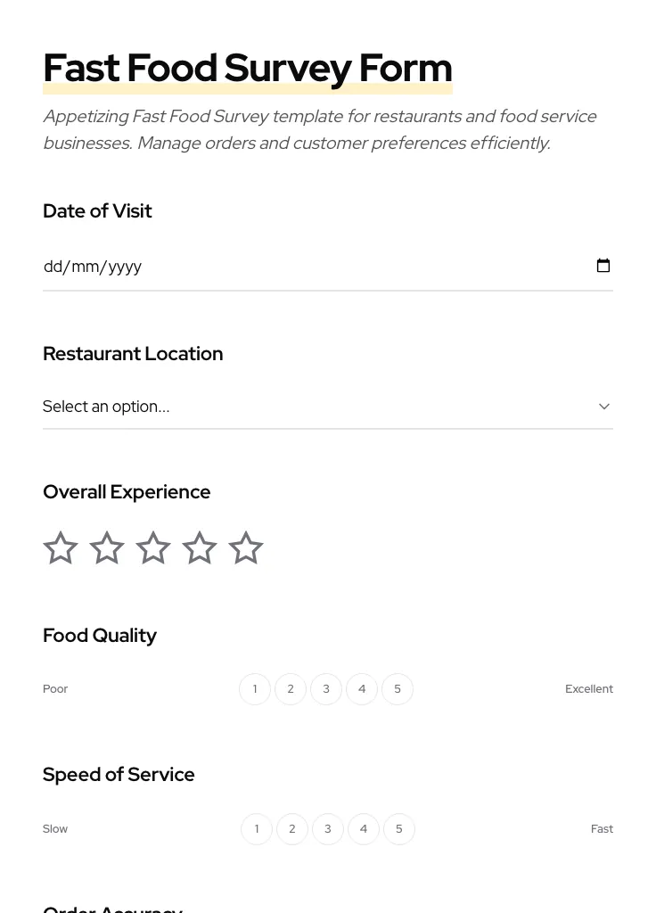 Fast Food Survey preview