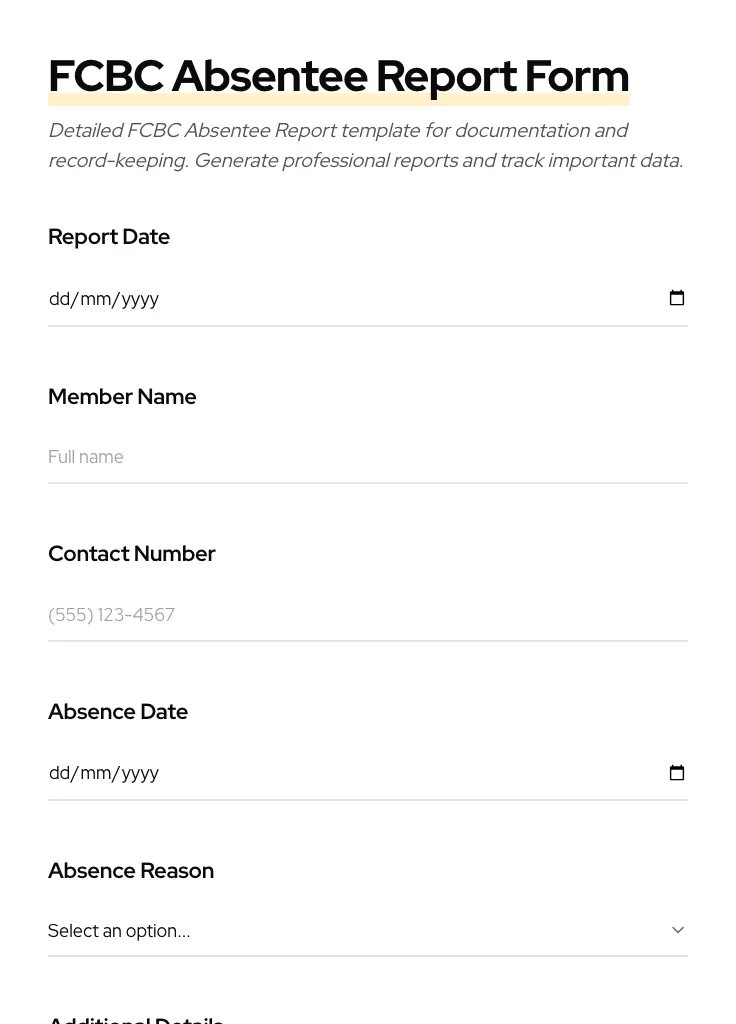 FCBC Absentee Report preview