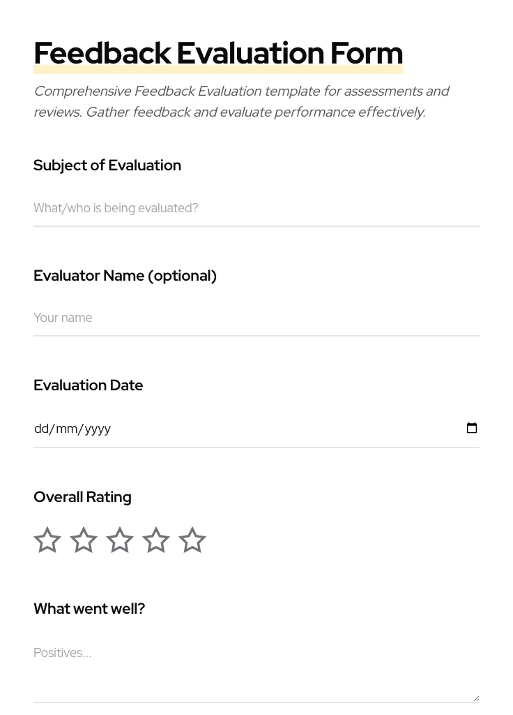 Feedback Evaluation preview