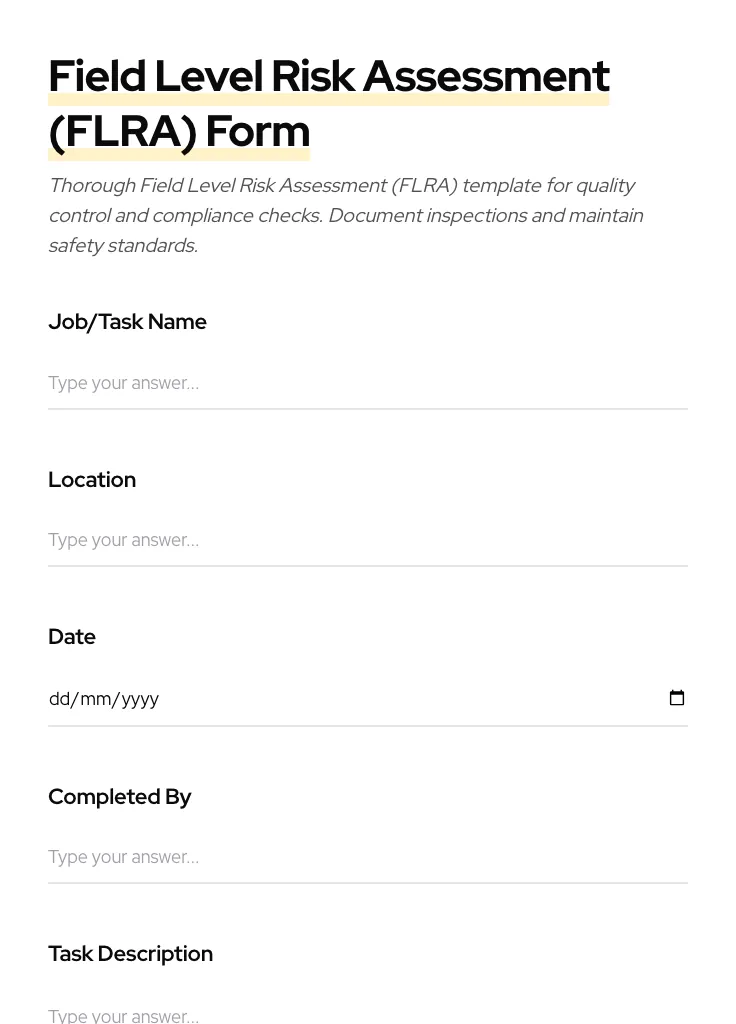 Field Level Risk Assessment (FLRA) preview