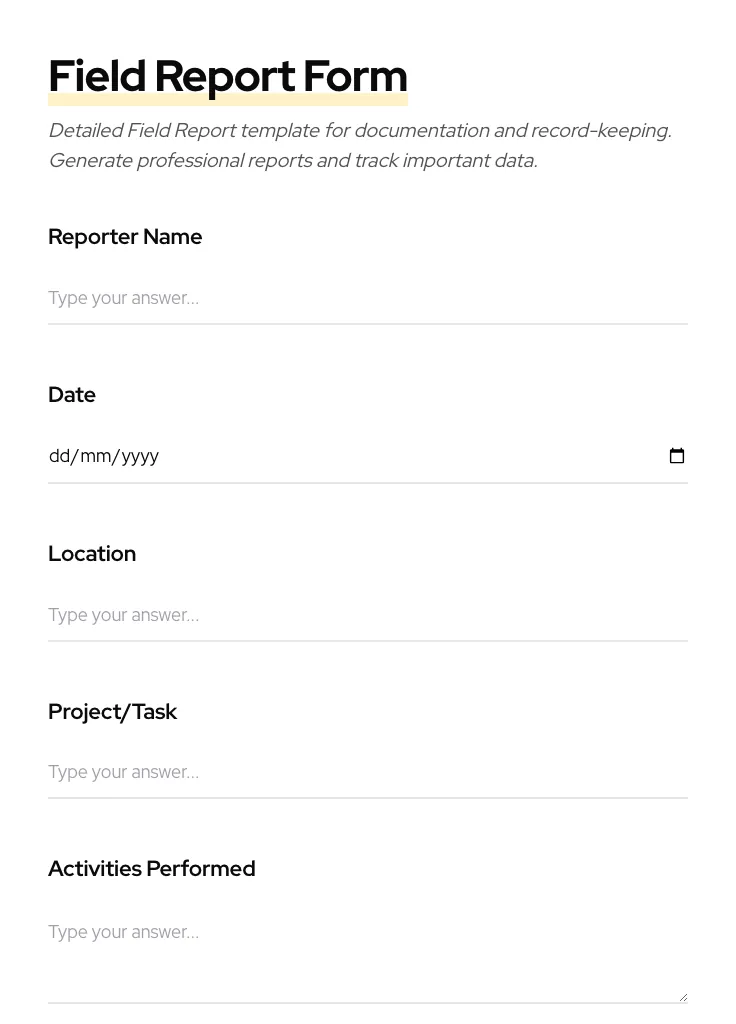 Field Report preview