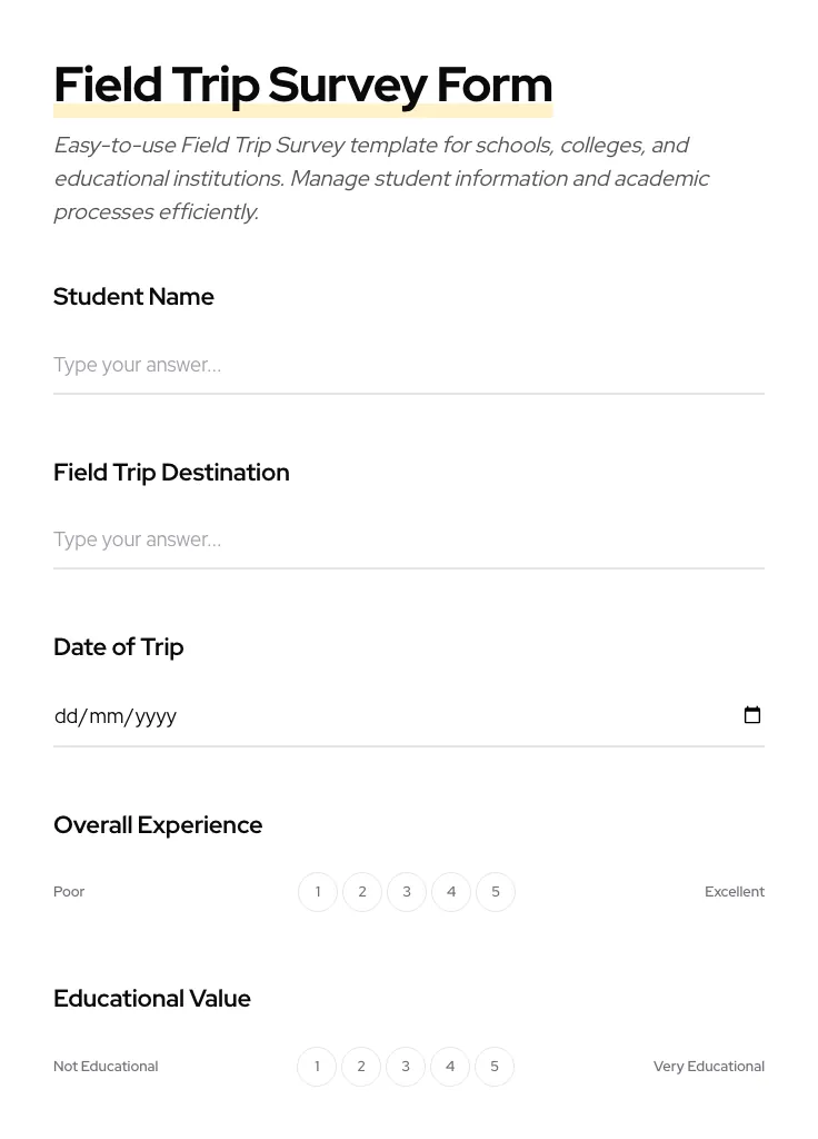 Field Trip Survey preview