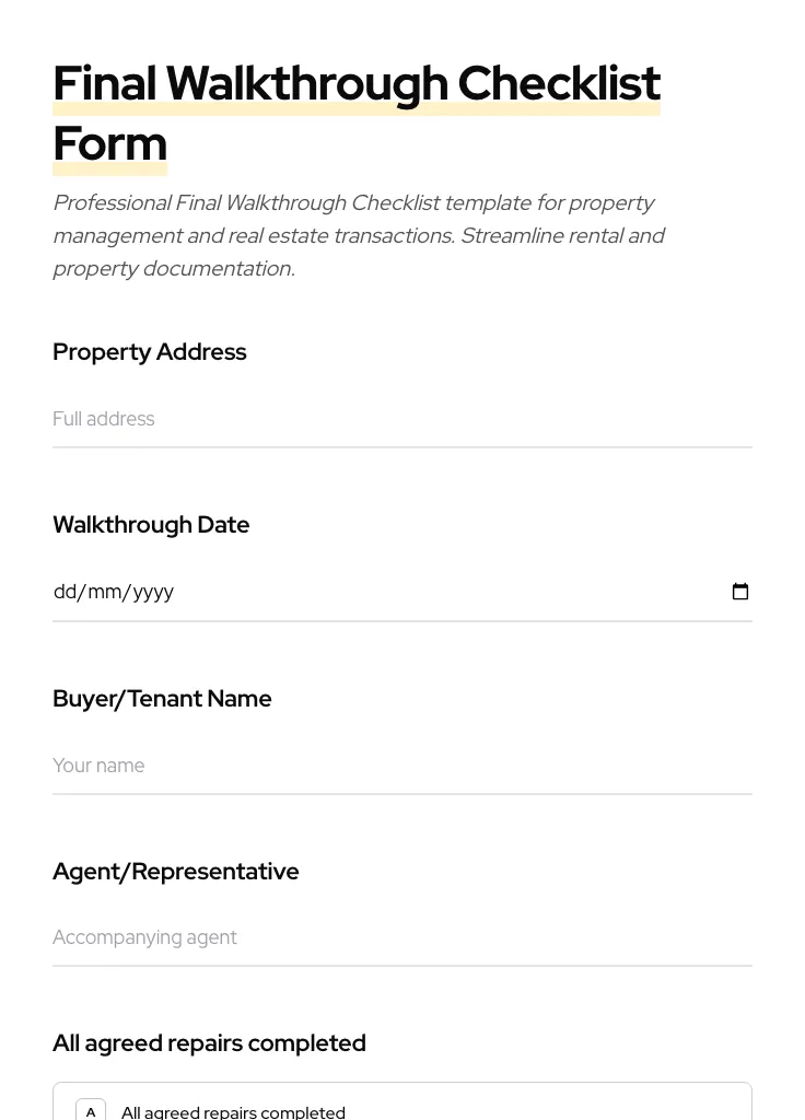 Final Walkthrough Checklist preview