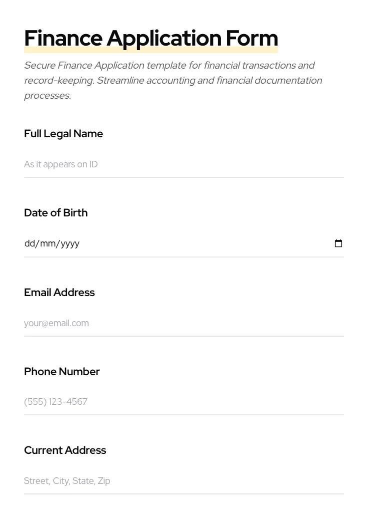 Finance Application preview