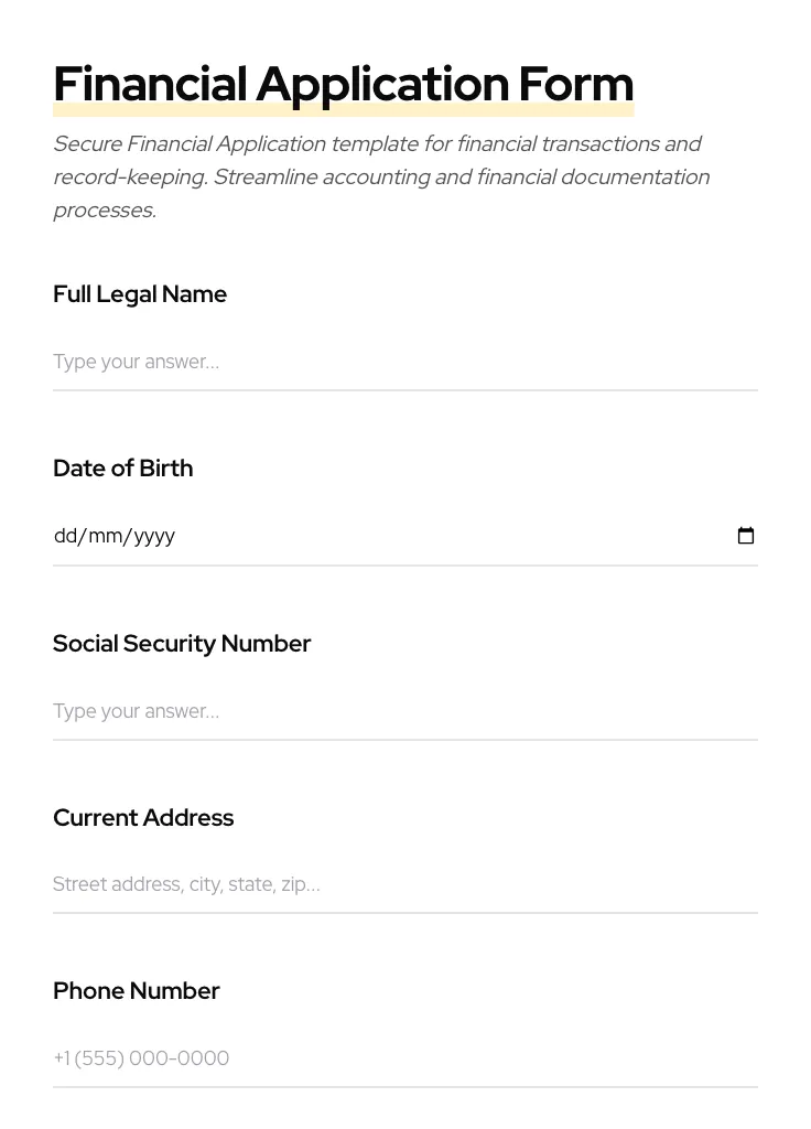 Financial Application preview