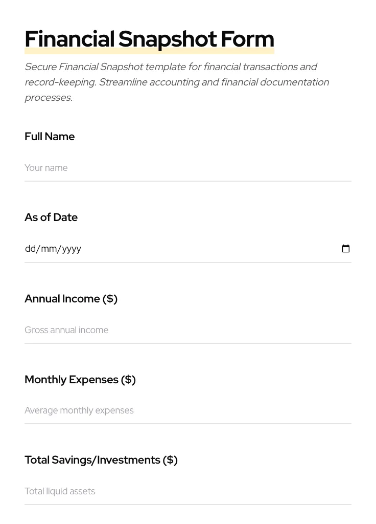 Financial Snapshot preview