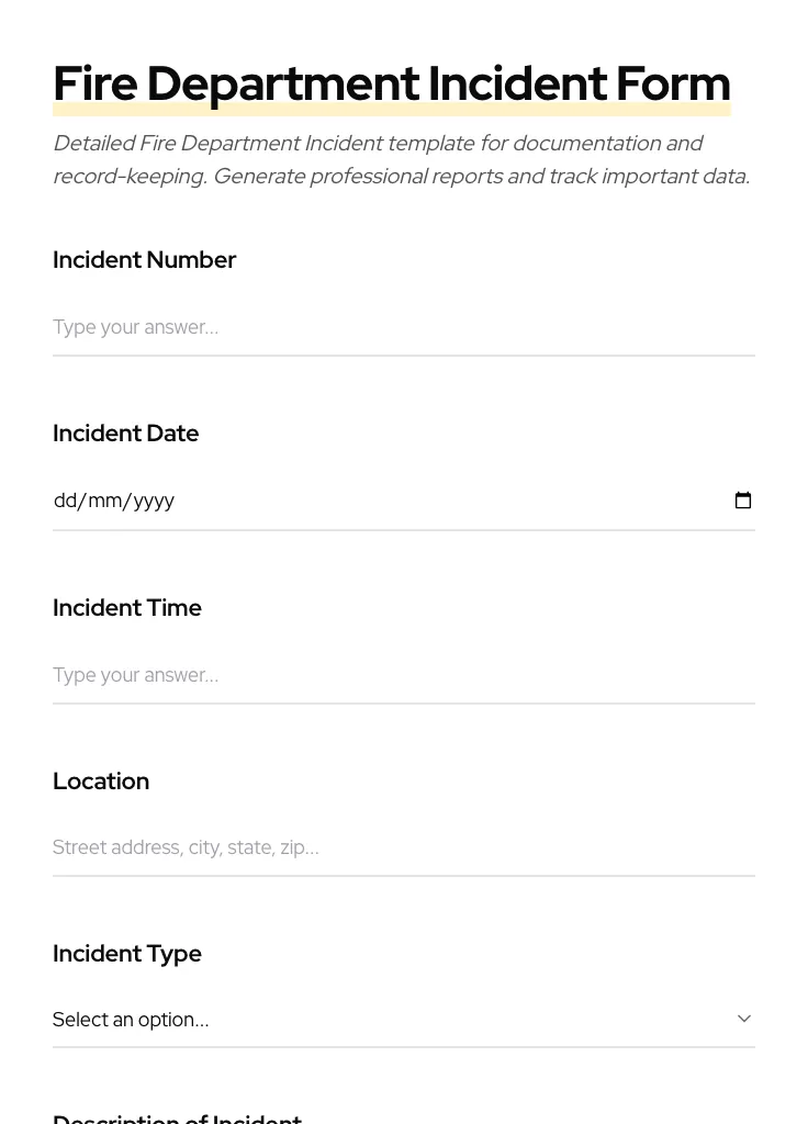 Fire Department Incident preview