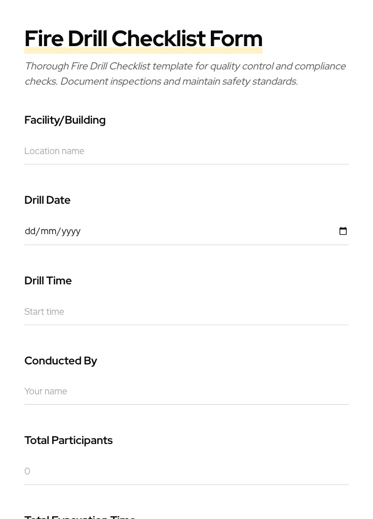 Fire Drill Checklist preview