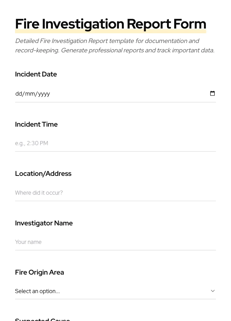 Fire Investigation Report preview