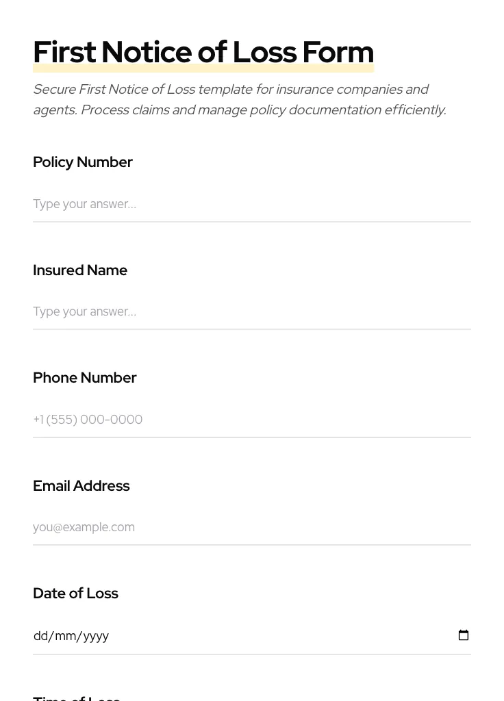 First Notice of Loss preview