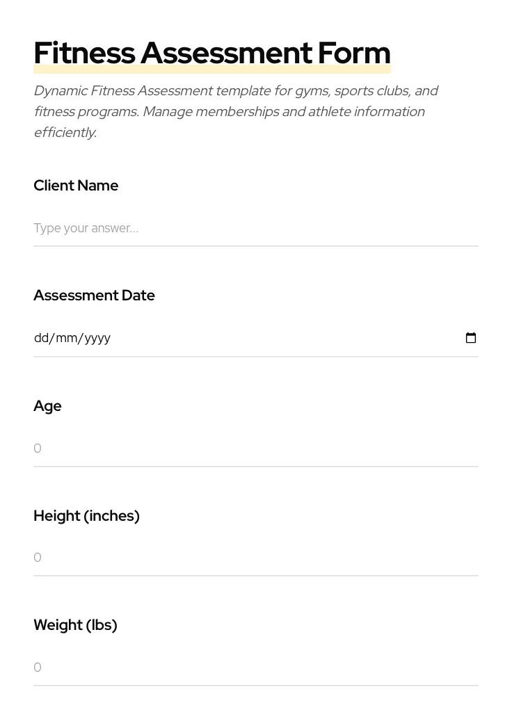 Fitness Assessment preview