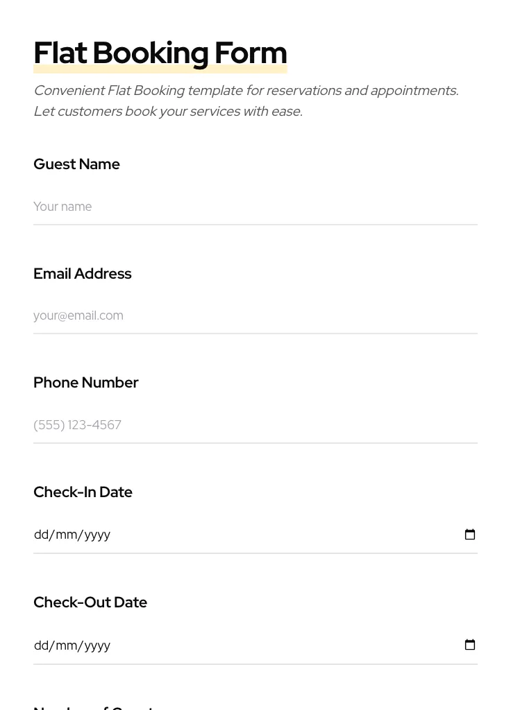 Flat Booking preview