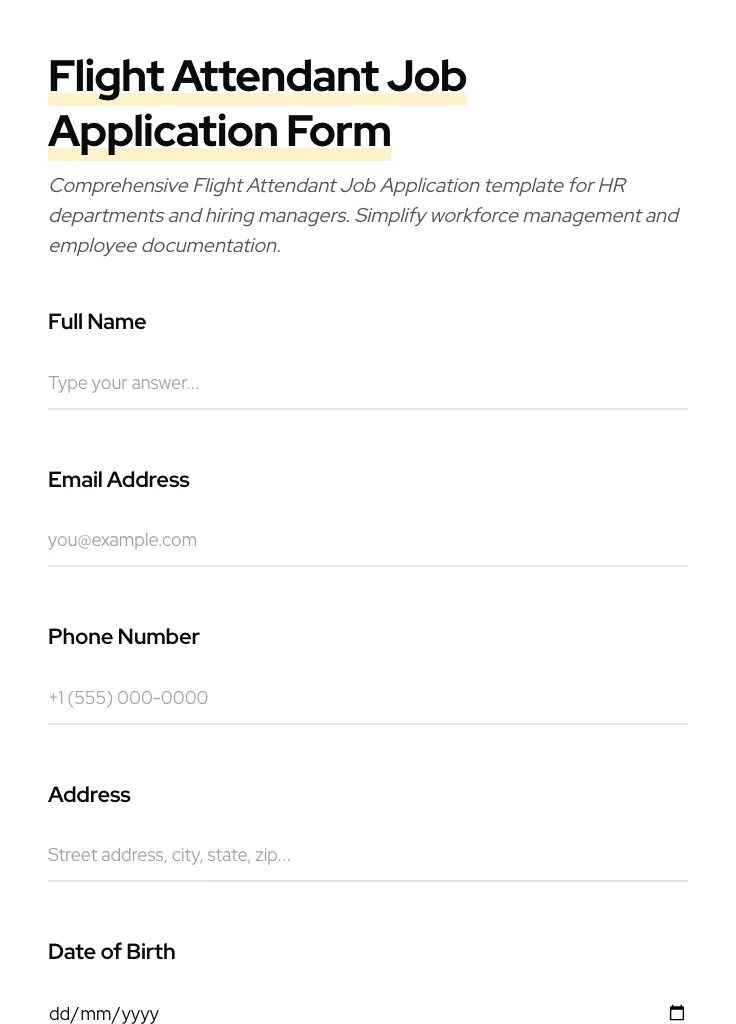 Flight Attendant Job Application preview