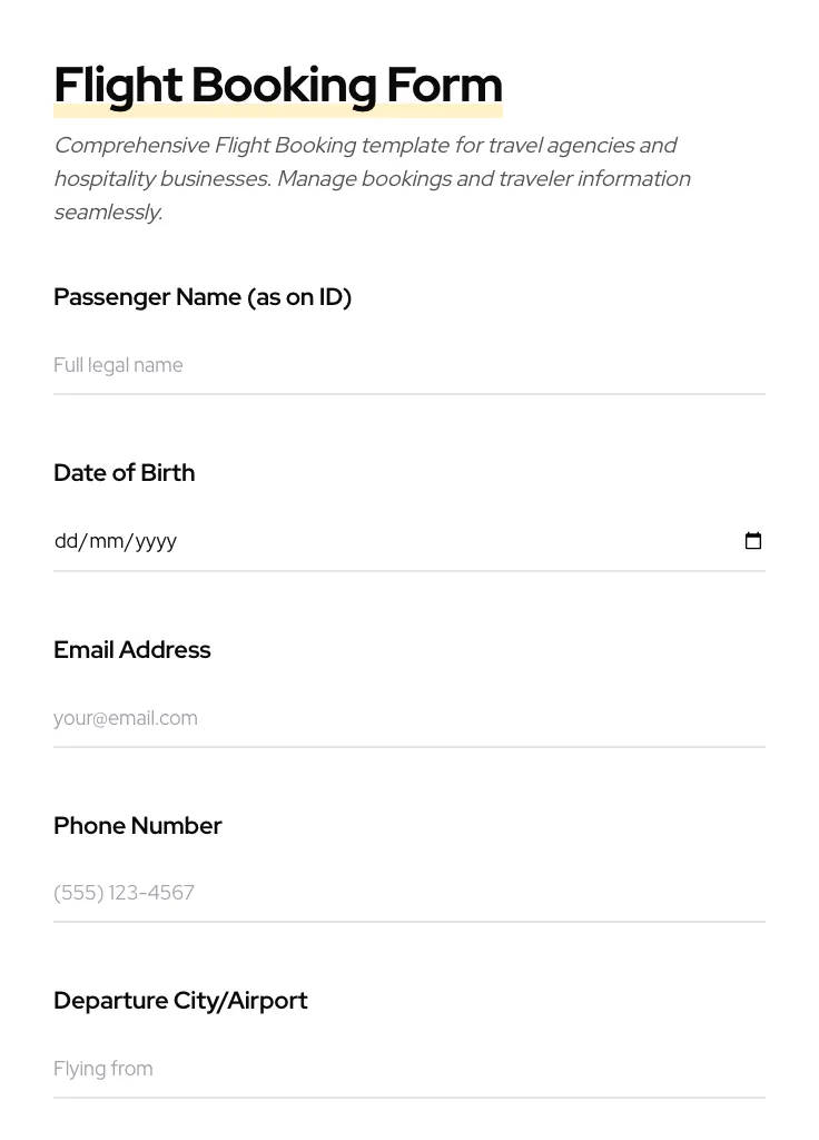 Flight Booking preview
