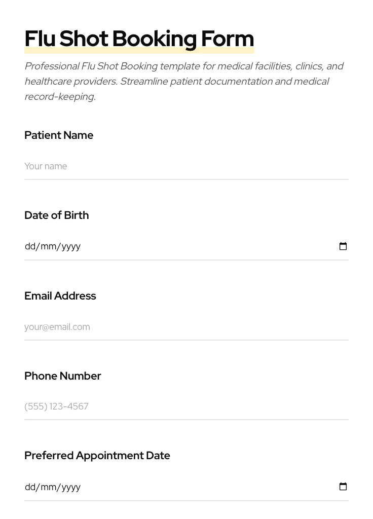 Flu Shot Booking preview