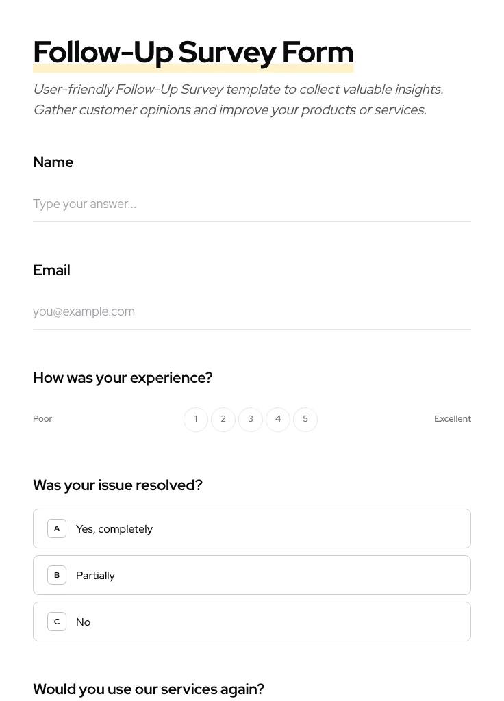 Follow-Up Survey preview