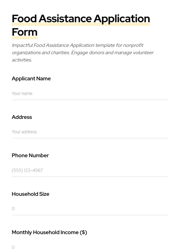 Food Assistance Application preview