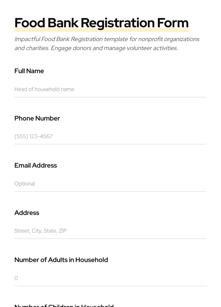 Food Bank Registration preview