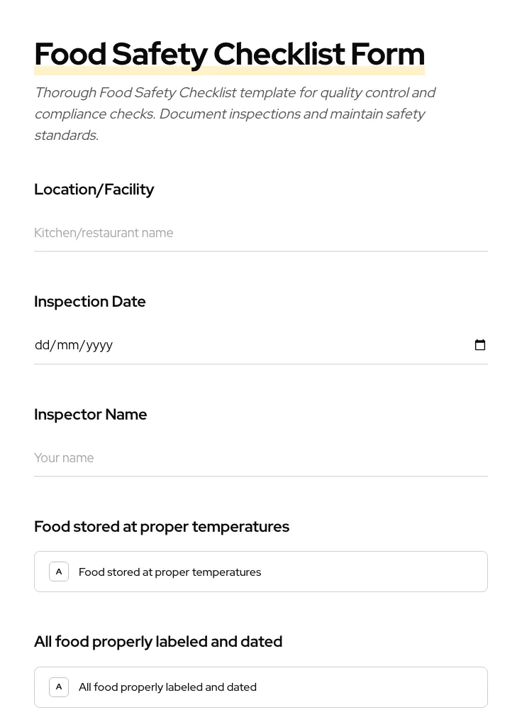 Food Safety Checklist preview