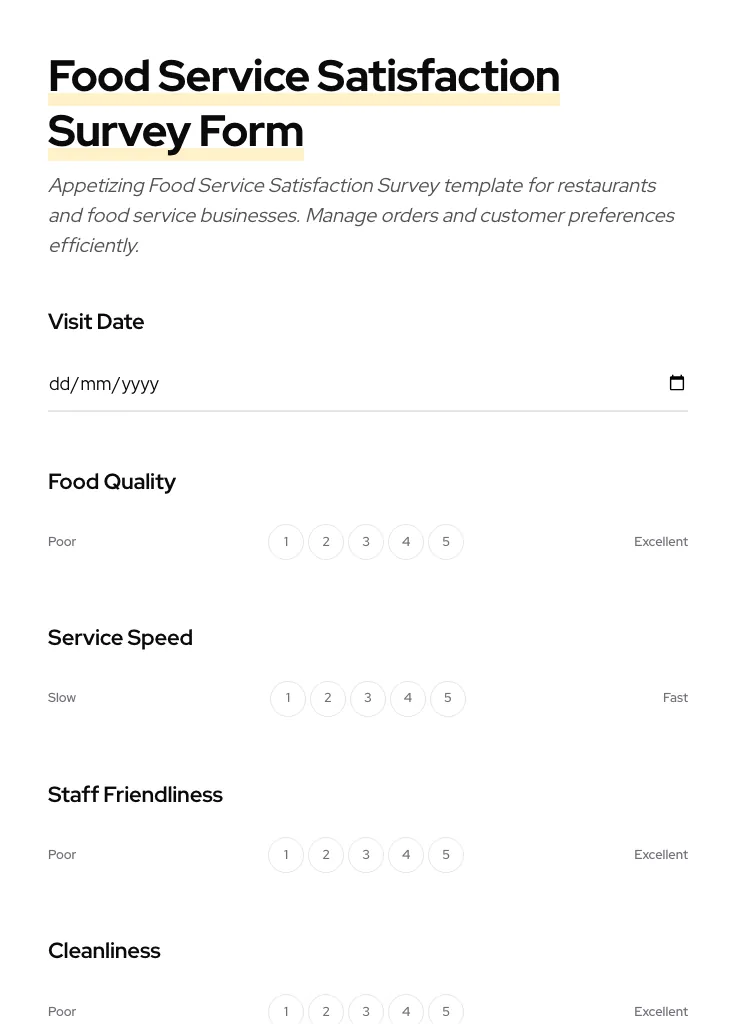 Food Service Satisfaction Survey preview