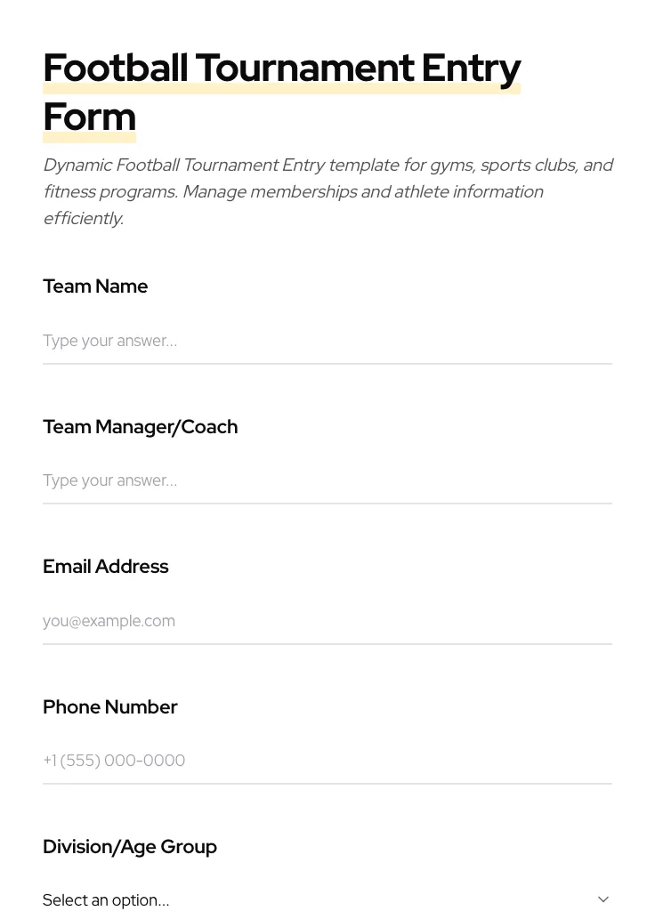 Football Tournament Entry preview