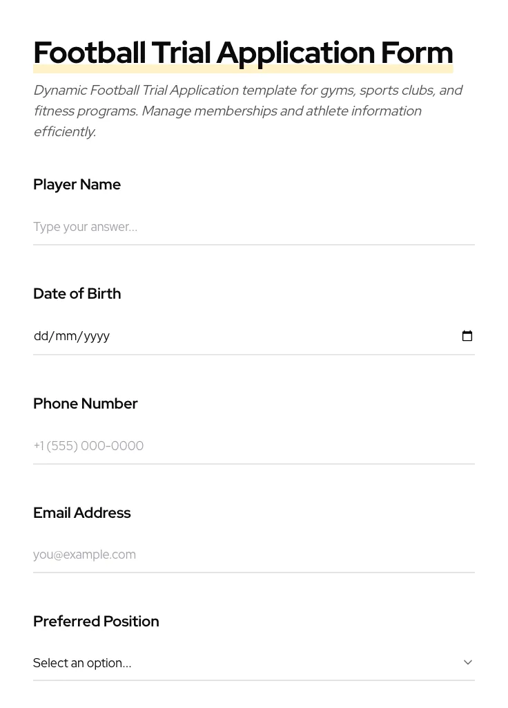 Football Trial Application preview