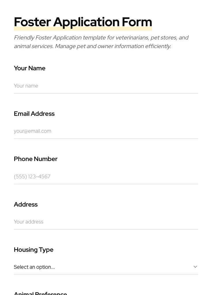 Foster Application preview