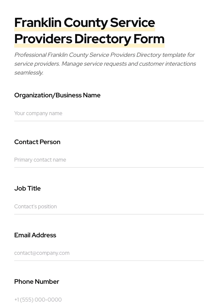 Franklin County Service Providers Directory preview