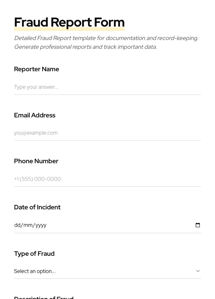 Fraud Report preview