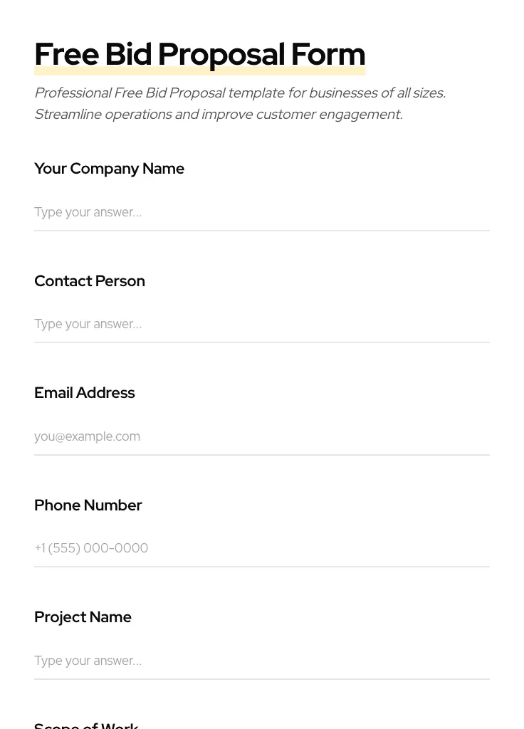 Free Bid Proposal preview