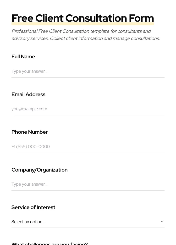 Free Client Consultation preview