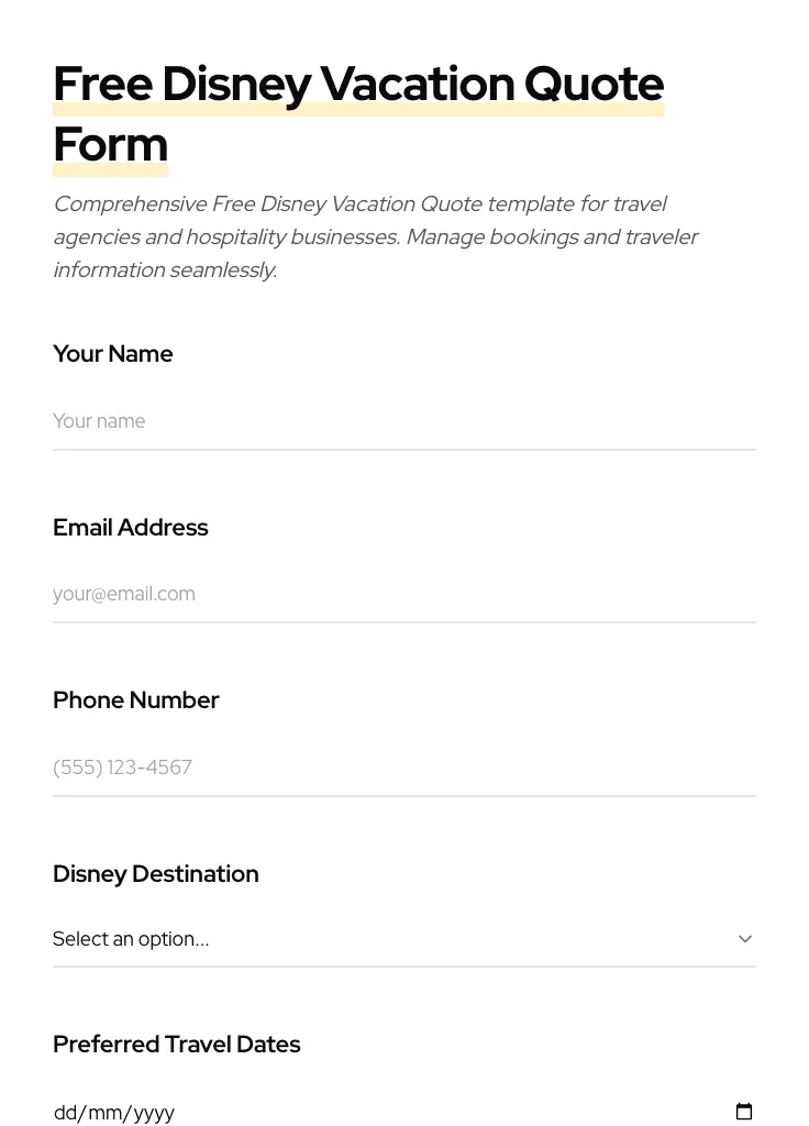 Free Disney Vacation Quote preview
