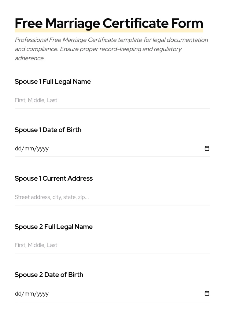 Free Marriage Certificate preview