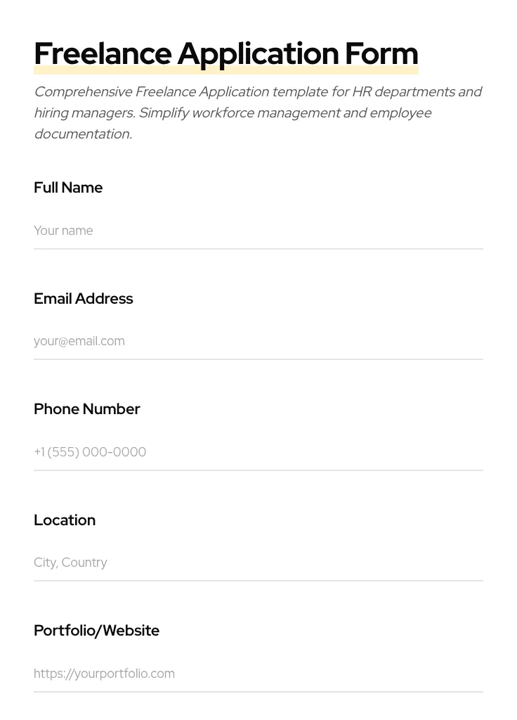 Freelance Application preview