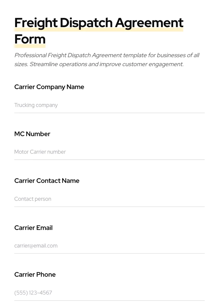 Freight Dispatch Agreement preview