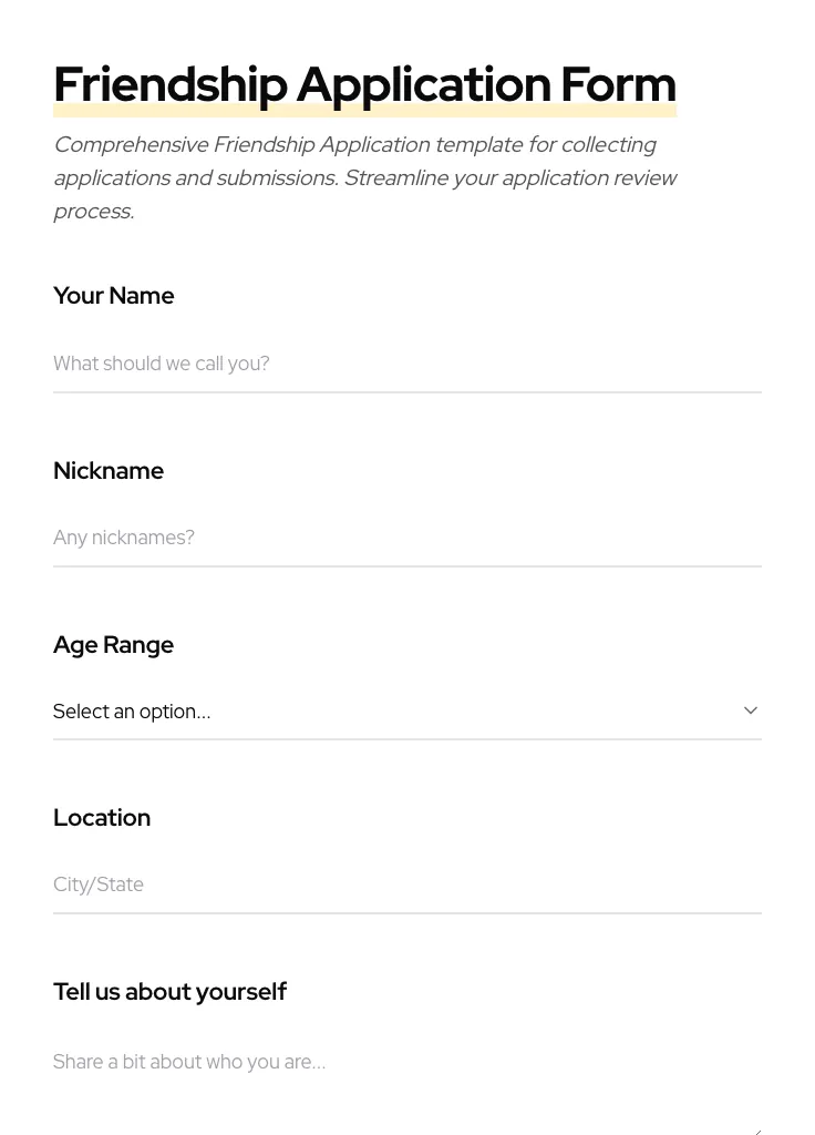 Friendship Application preview