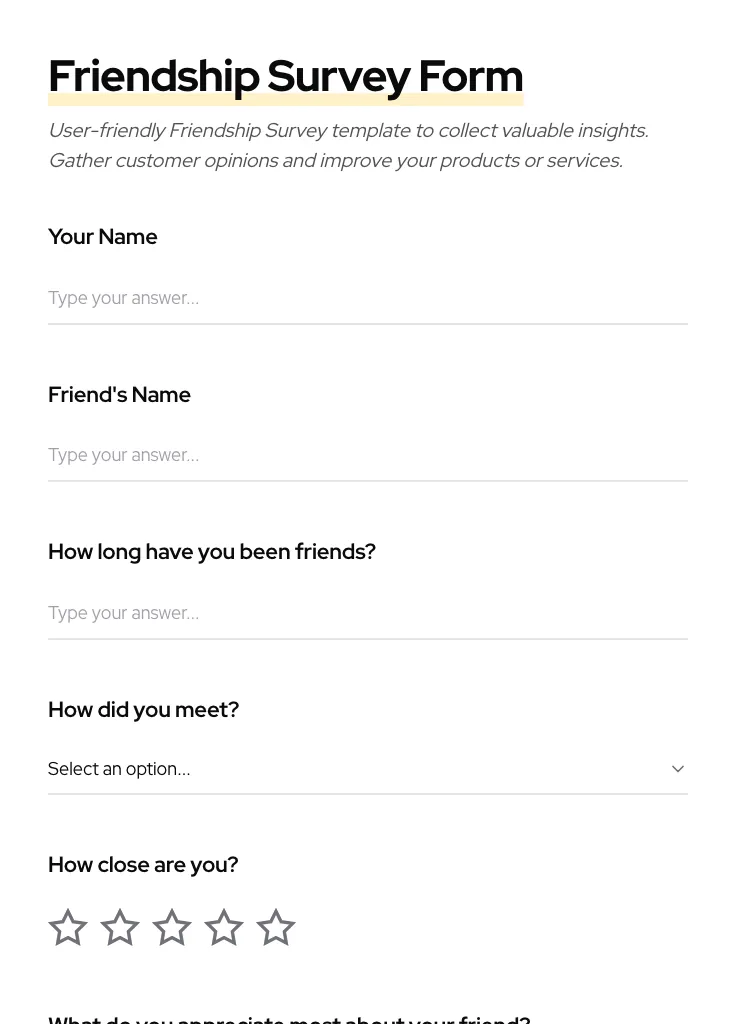 Friendship Survey preview