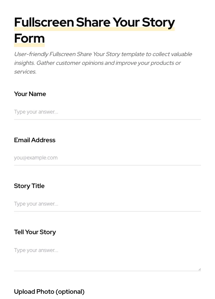 Fullscreen Share Your Story preview
