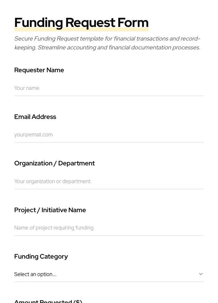 Funding Request preview