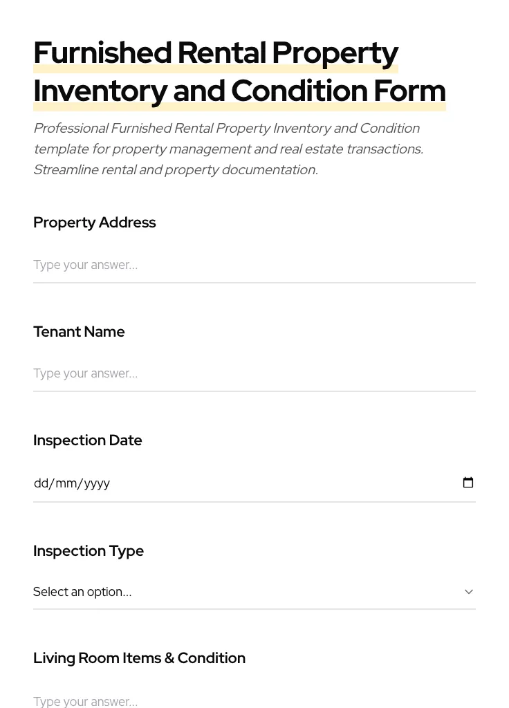 Furnished Rental Property Inventory and Condition preview