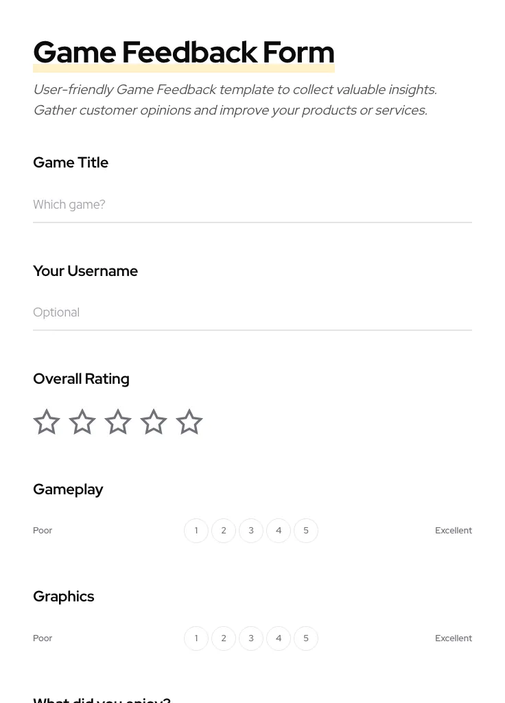 Game Feedback preview