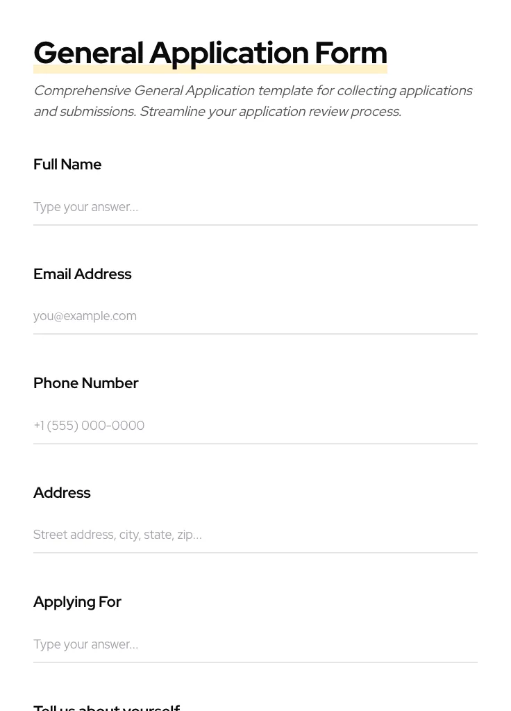 General Application preview