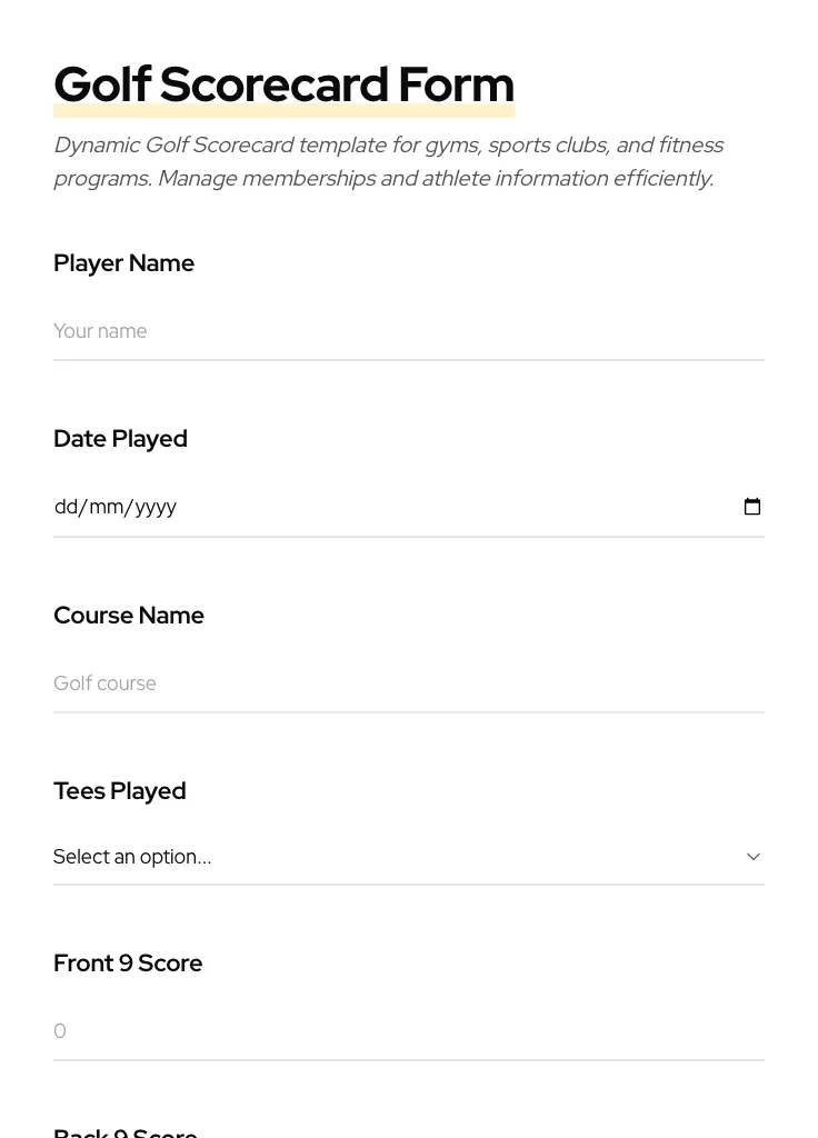 Golf Scorecard preview