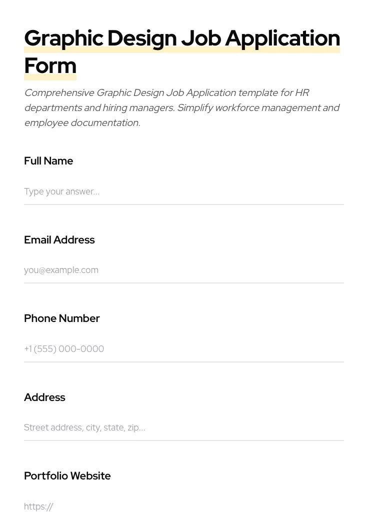 Graphic Design Job Application preview